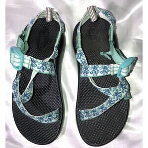 CHACO Z1 Youth Waterproof Sport Sandals Green Blue Medusa Aqua Size 3